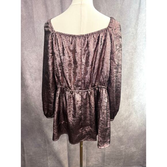 Lane Bryant Illusion NWT Plus Size Shimmer Ruched Tunic Top 22/24 Metallic Rose - Picture 9 of 11